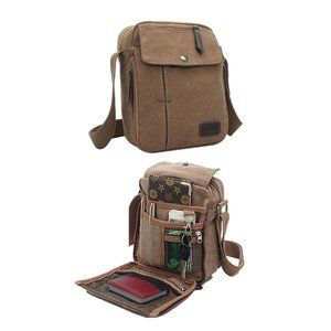 Canvas Sport Crossbody Shoulder Bag With Adjustable Shoulder Strap (Coffee)